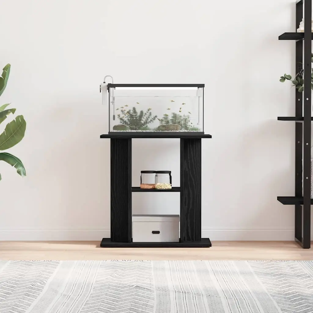Aquarium Stand 3-Tier Fish Tank Display Cabinet 60W x 30D x 60H cm Black Oak