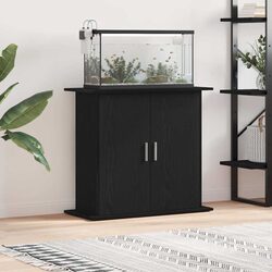Reliable Black Oak Aquarium Stand with Storage Compartments