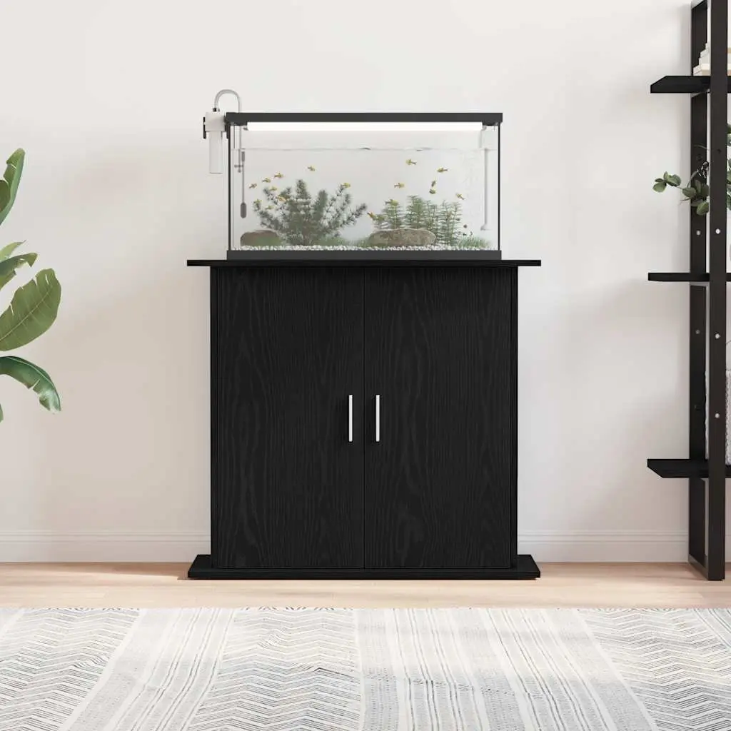 Black Oak Aquarium Stand with Storage Compartments