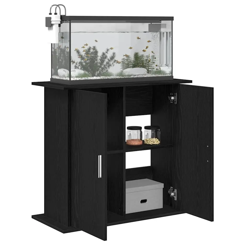 Black Oak Aquarium Stand with Storage Compartments