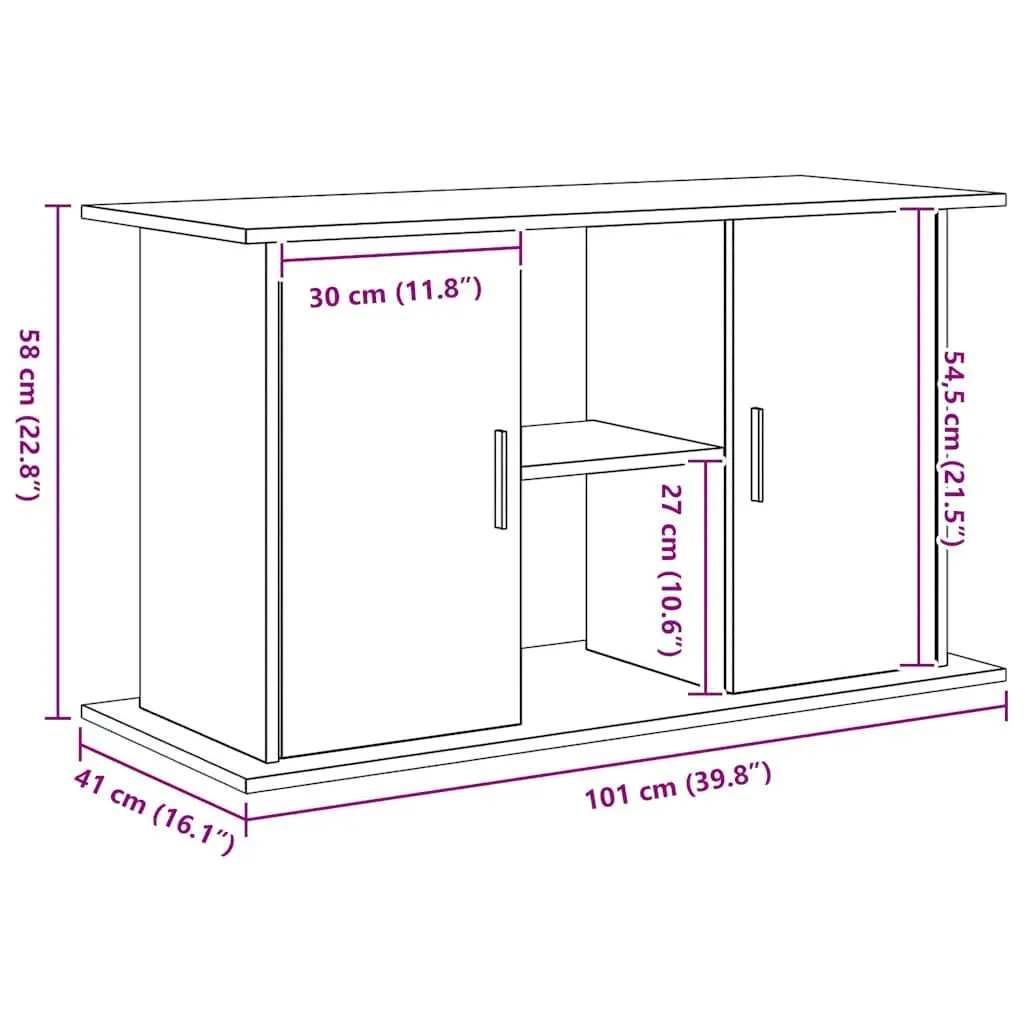 Aquarium Stand Fish Tank Display Cabinet Storage Shelves 101 x 41 x 58 cm Black Oak