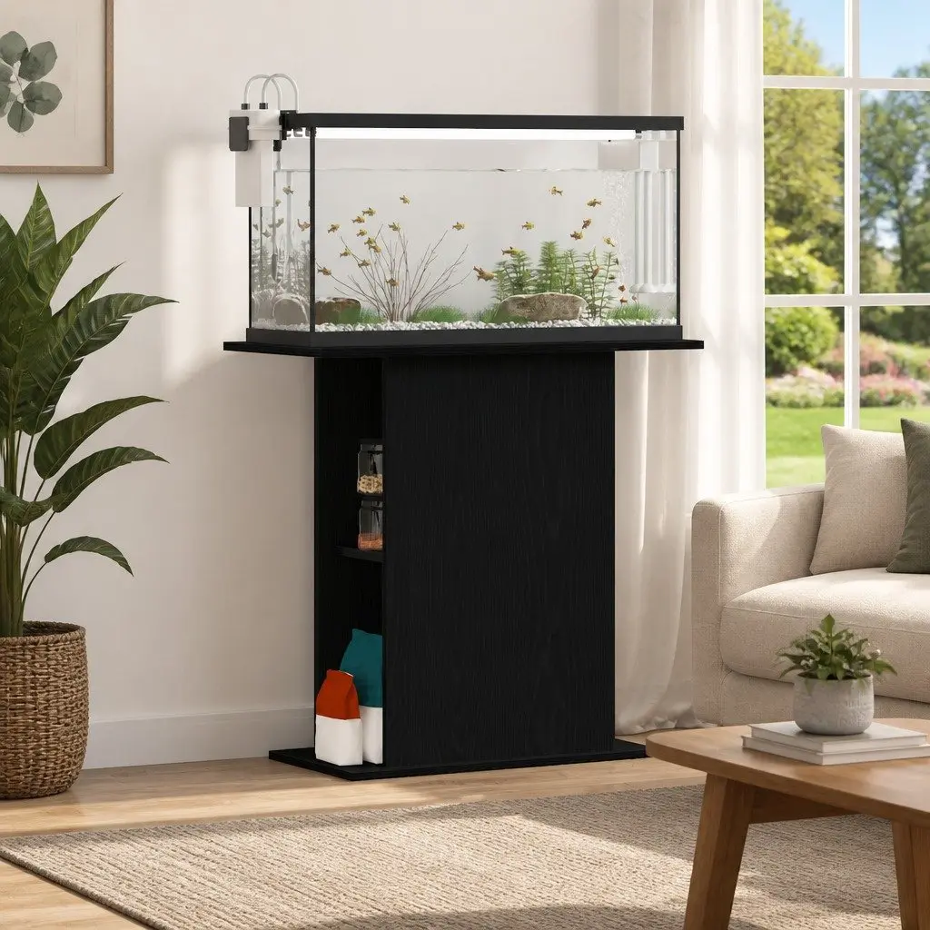 Black Oak Aquarium Stand with Ample Storage