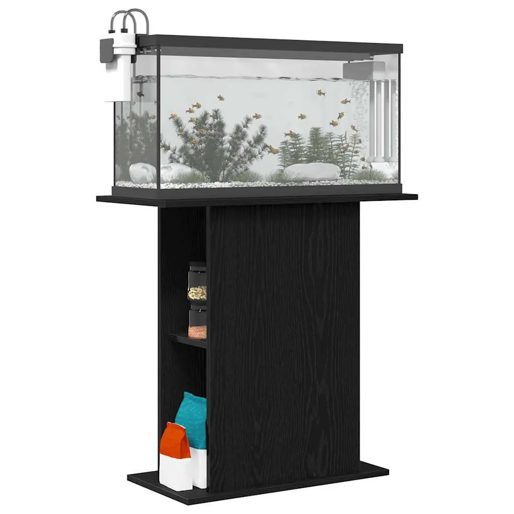Aquarium Stand Fish Tank Display Cabinet Storage Organizer Black Oak