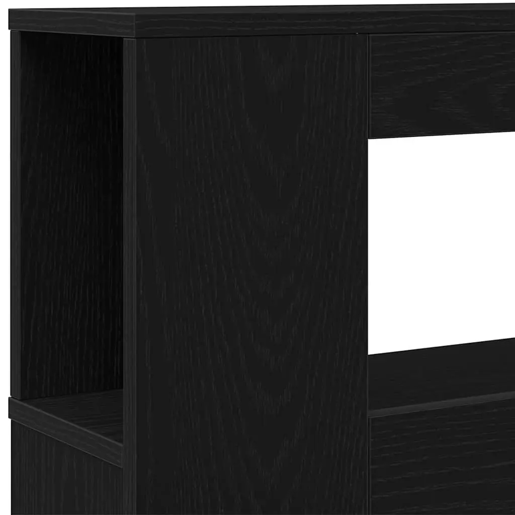 LED Headboard Black Engineered Wood Bedroom Furniture Storage Shelf Multicolour