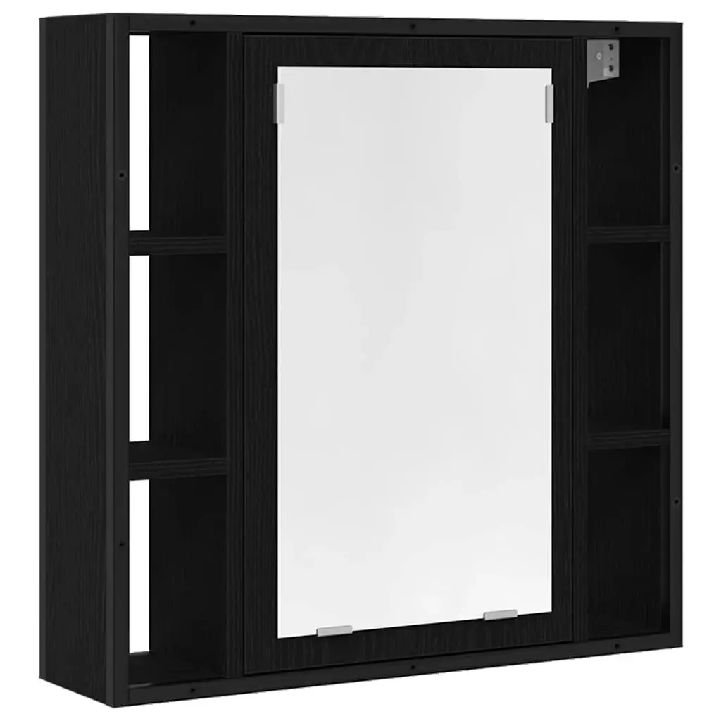 Bathroom Mirror Cabinet Wall-Mounted Storage Unit 60x16x60cm Black