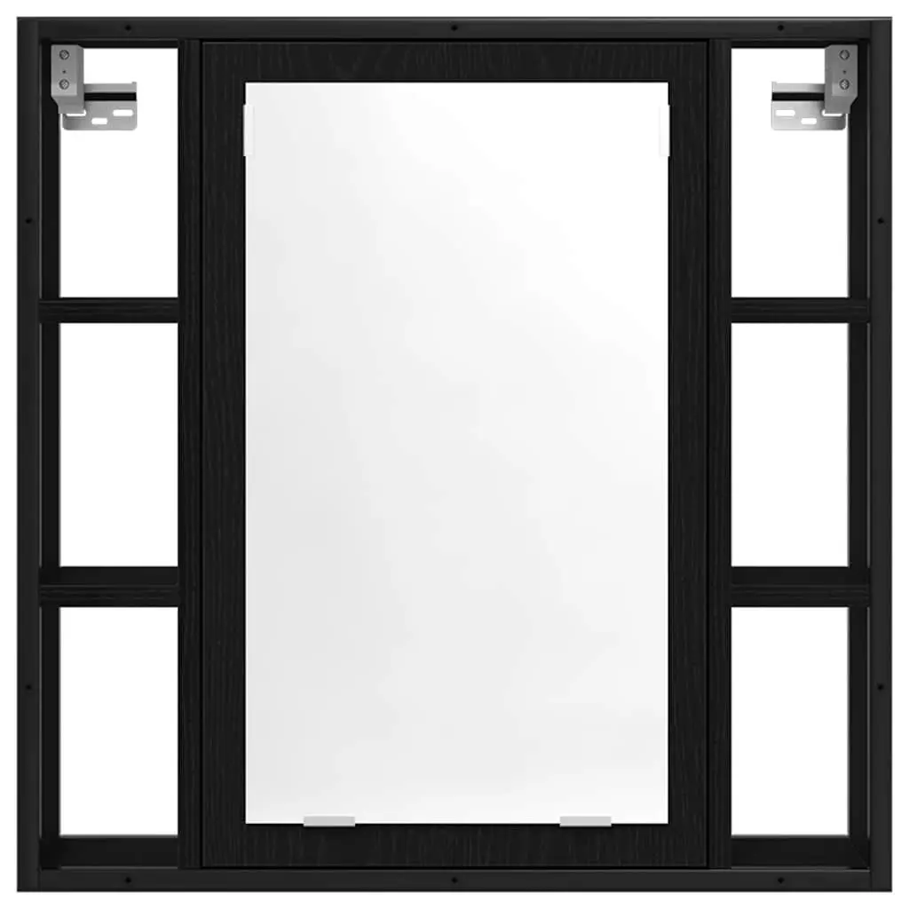 Bathroom Mirror Cabinet Wall-Mounted Storage Unit 60x16x60cm Black