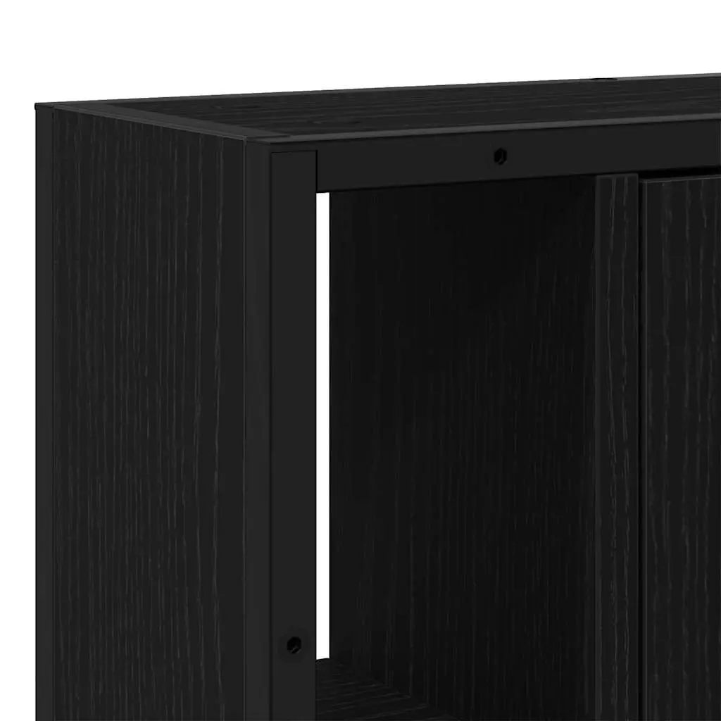 Bathroom Mirror Cabinet Wall-Mounted Storage Unit 60x16x60cm Black