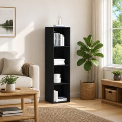 Book Cabinet Black Oak Engineered Wood Shelving Unit Storage Furniture