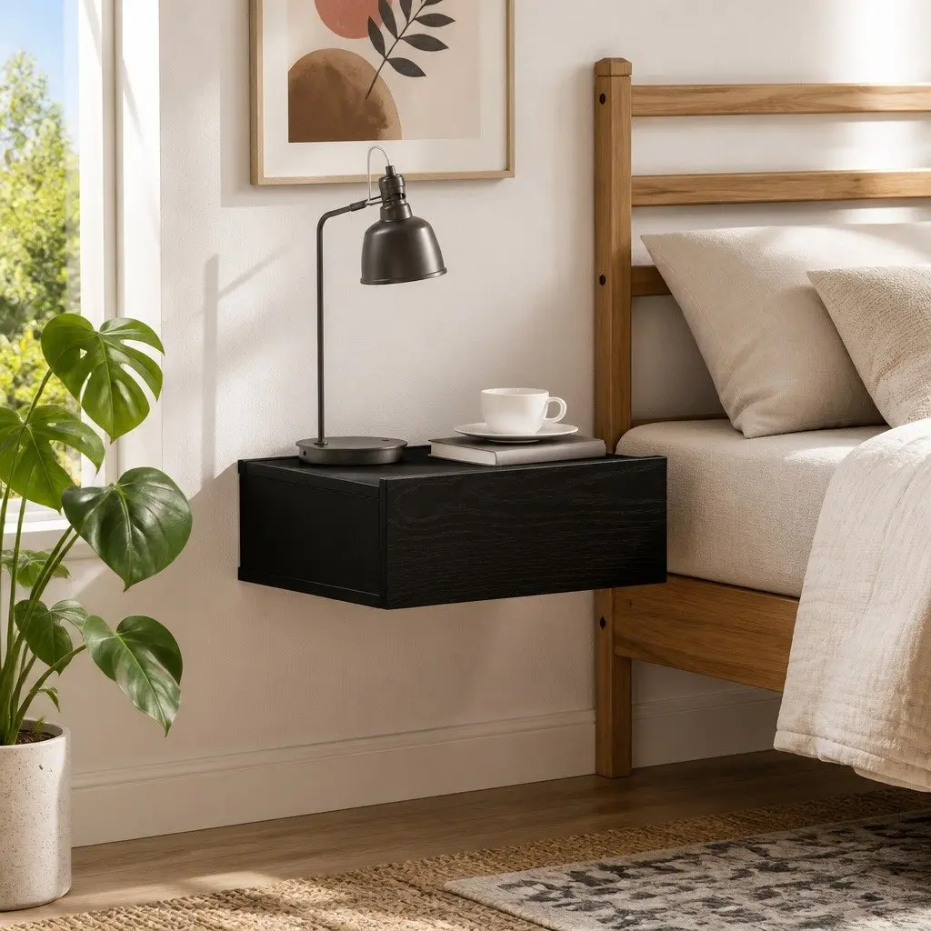 Floating Nightstand with Storage Space