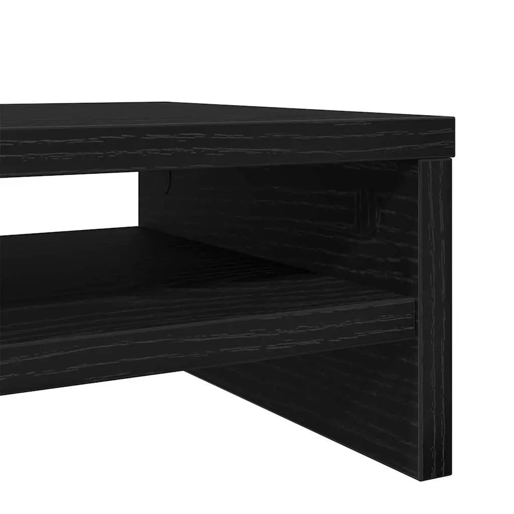 Monitor Stand Engineered Wood Desk Organiser 100x24x13cm Black Oak