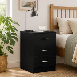 Bedside Cabinet Black Oak 38x35x55 cm Storage Nightstand Engineered Wood