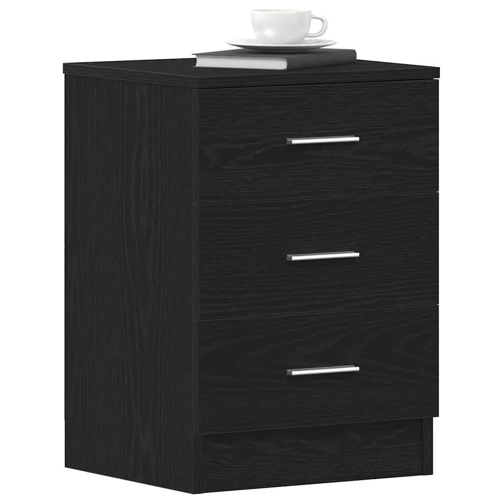 Bedside Cabinet Black Oak Storage Nightstand 38x35x55 cm Engineered Wood