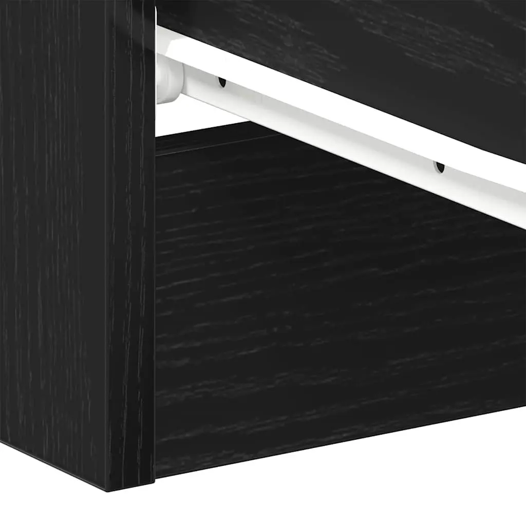 Bedside Cabinet Black Oak Storage Nightstand 38x35x55 cm Engineered Wood