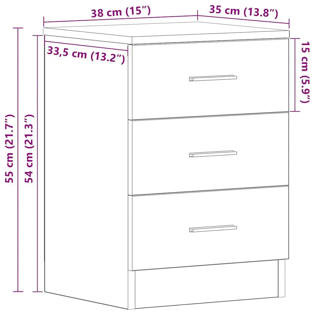 Bedside Cabinet Black Oak Storage Nightstand 38x35x55 cm Engineered Wood