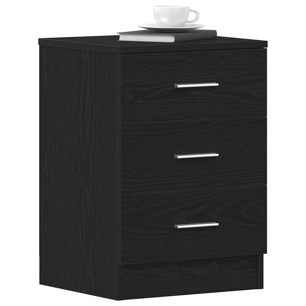 Bedside Cabinet Black Oak Storage Nightstand 38x35x55 cm Engineered Wood