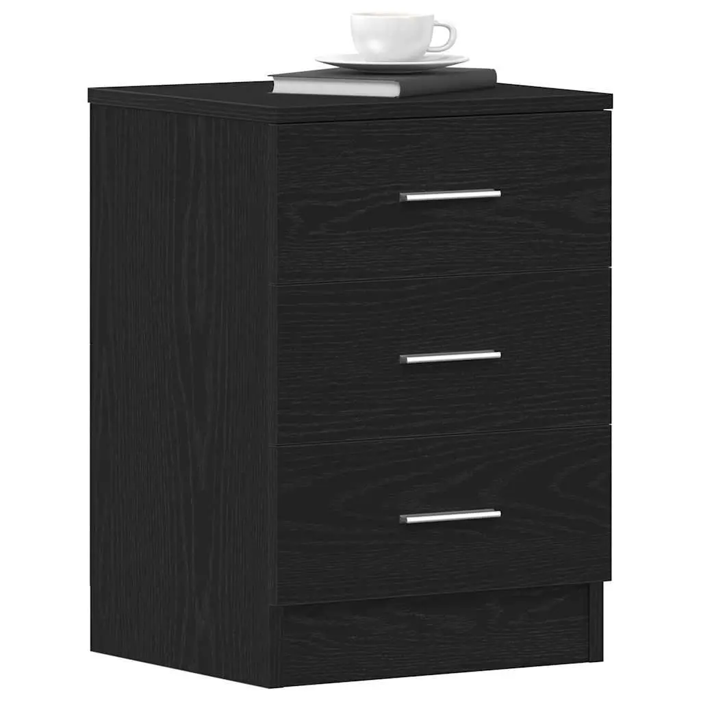 Black Engineered Wood Nightstands Set of 2