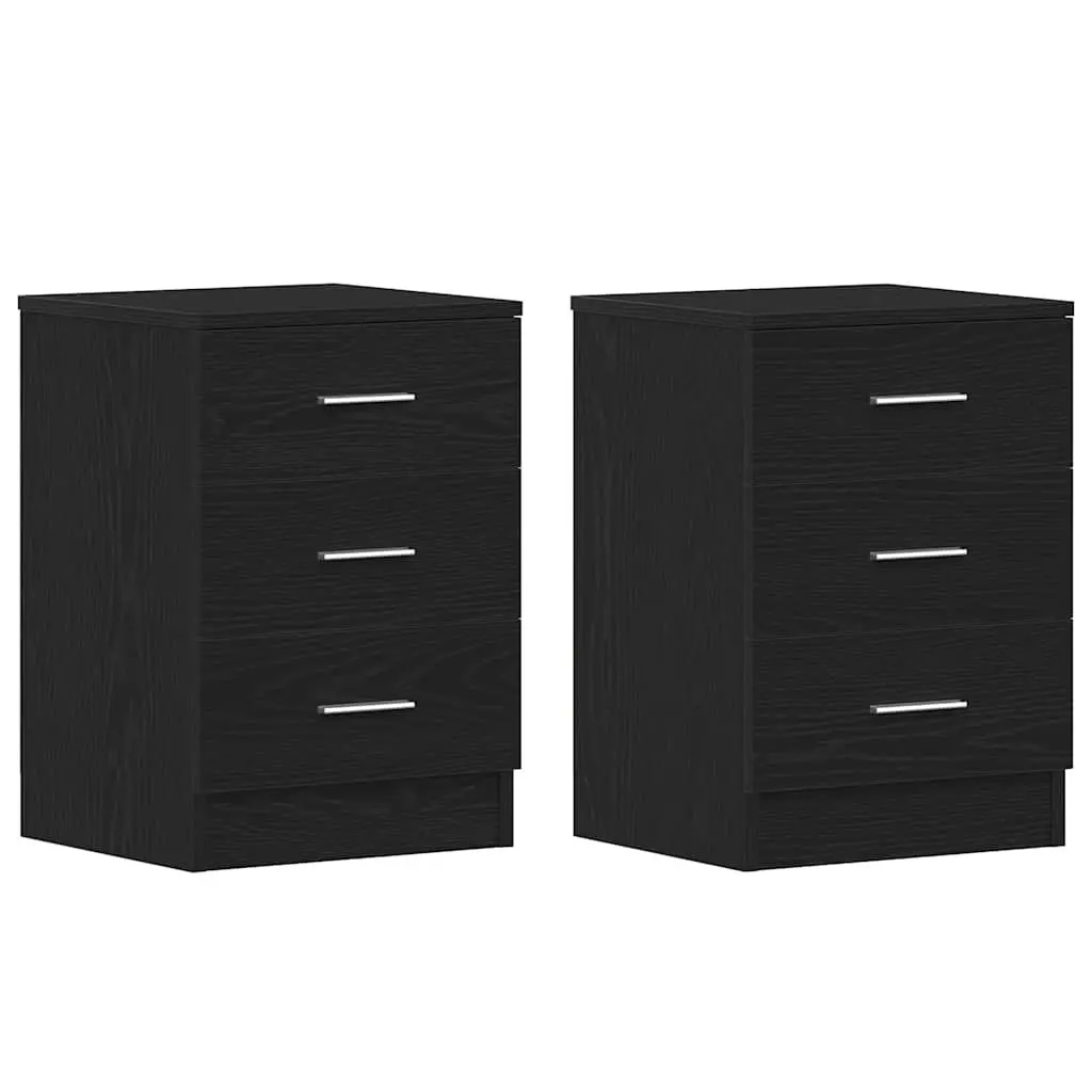 Black Engineered Wood Nightstands Set of 2