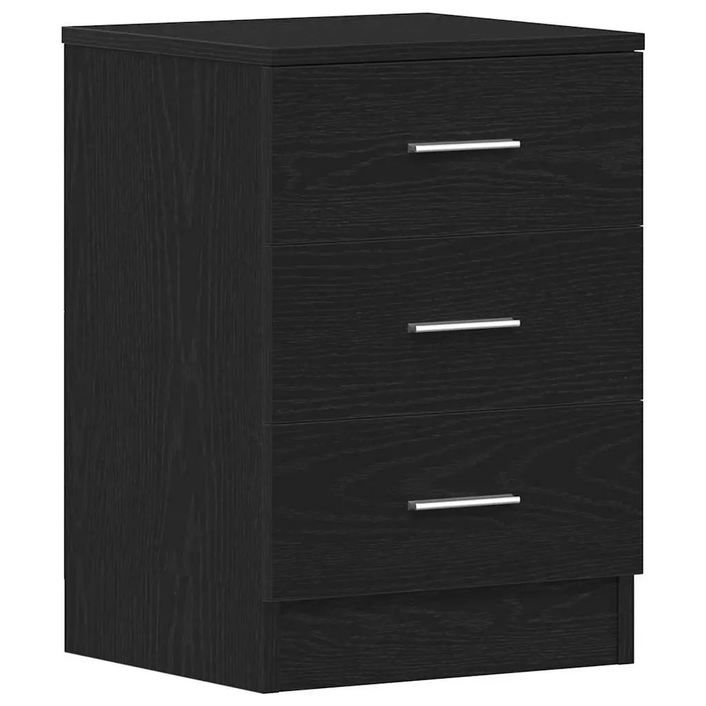 Black Engineered Wood Nightstands Set of 2