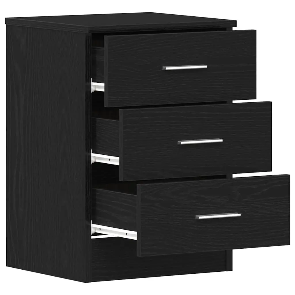 Black Engineered Wood Nightstands Set of 2