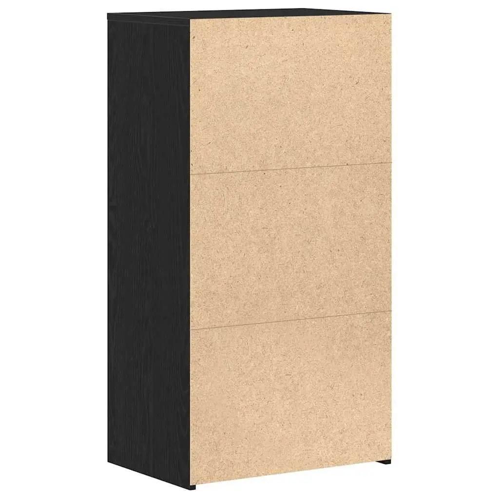 Sideboard Cabinet Storage 6 Drawers Black Oak Engineered Wood