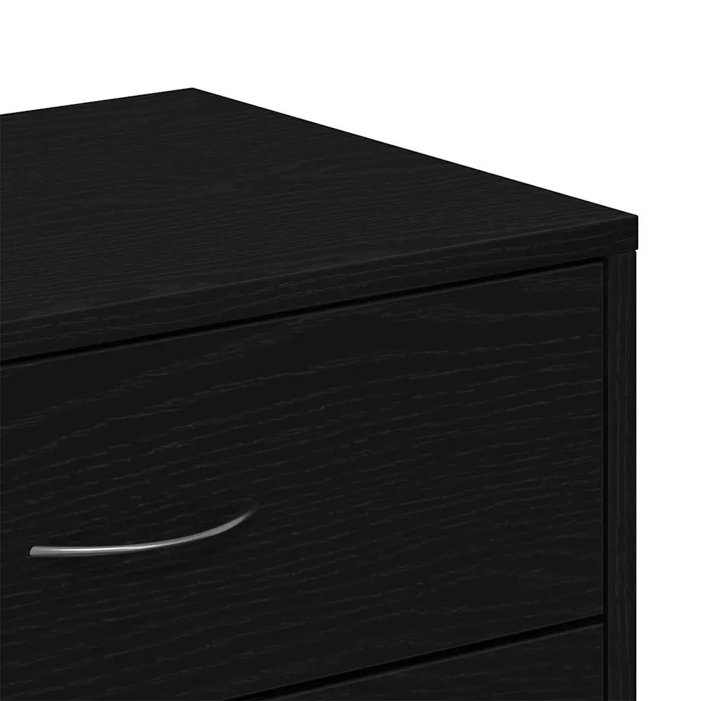 Sideboard Cabinet Storage 6 Drawers Black Oak Engineered Wood