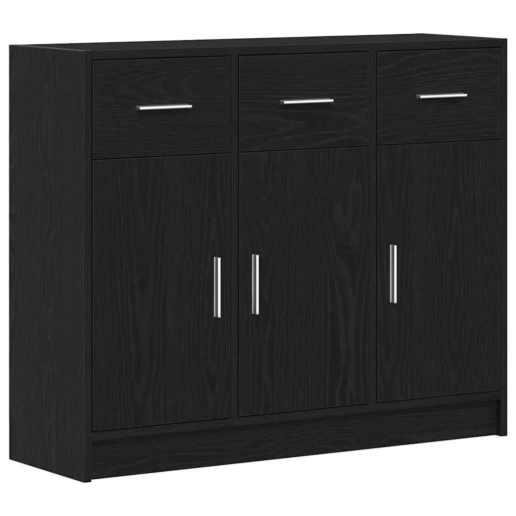 Sideboard Black Oak 91x28x75 cm Storage Cabinet Engineered Wood Dining Room