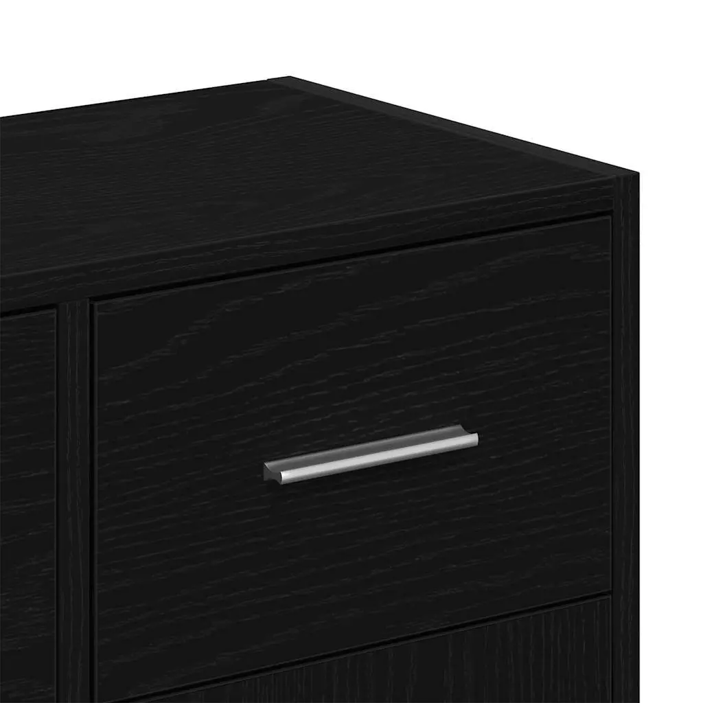 Sideboard Black Oak 91x28x75 cm Storage Cabinet Engineered Wood Dining Room