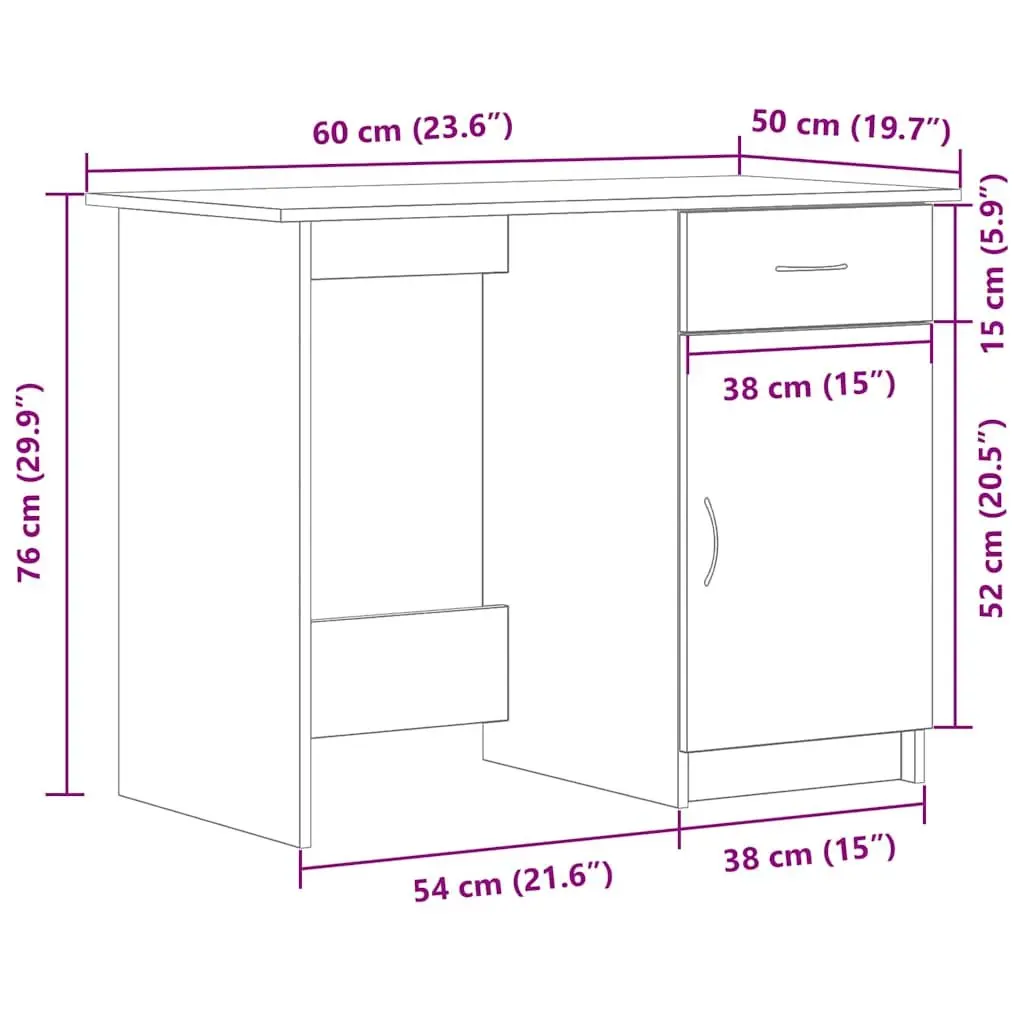 Engineered Wood Desk Modern Home Office Compact 100x50x76cm Black