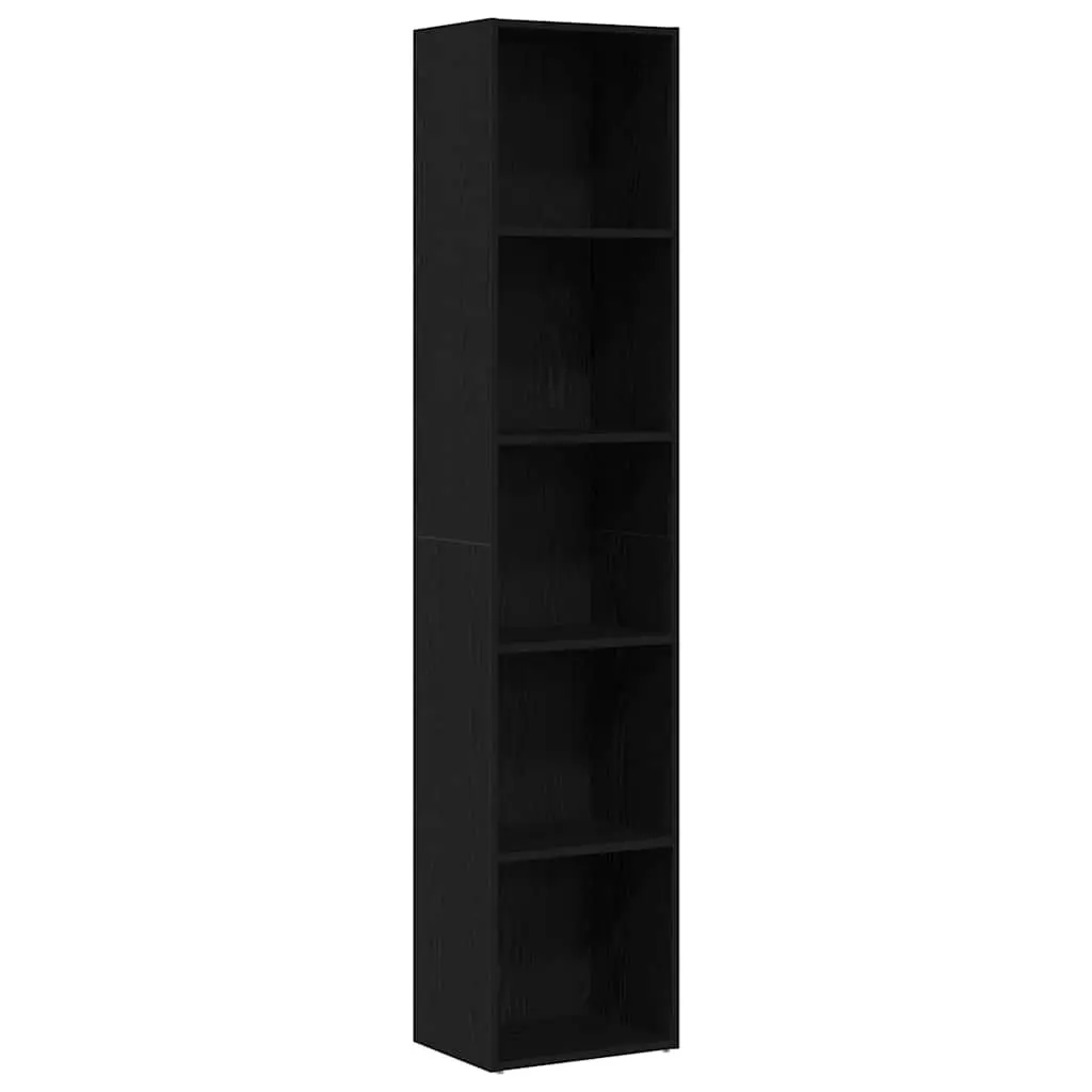Book Cabinet Black Oak 40x30x189 cm Storage Shelving Engineered Wood Bookshelf