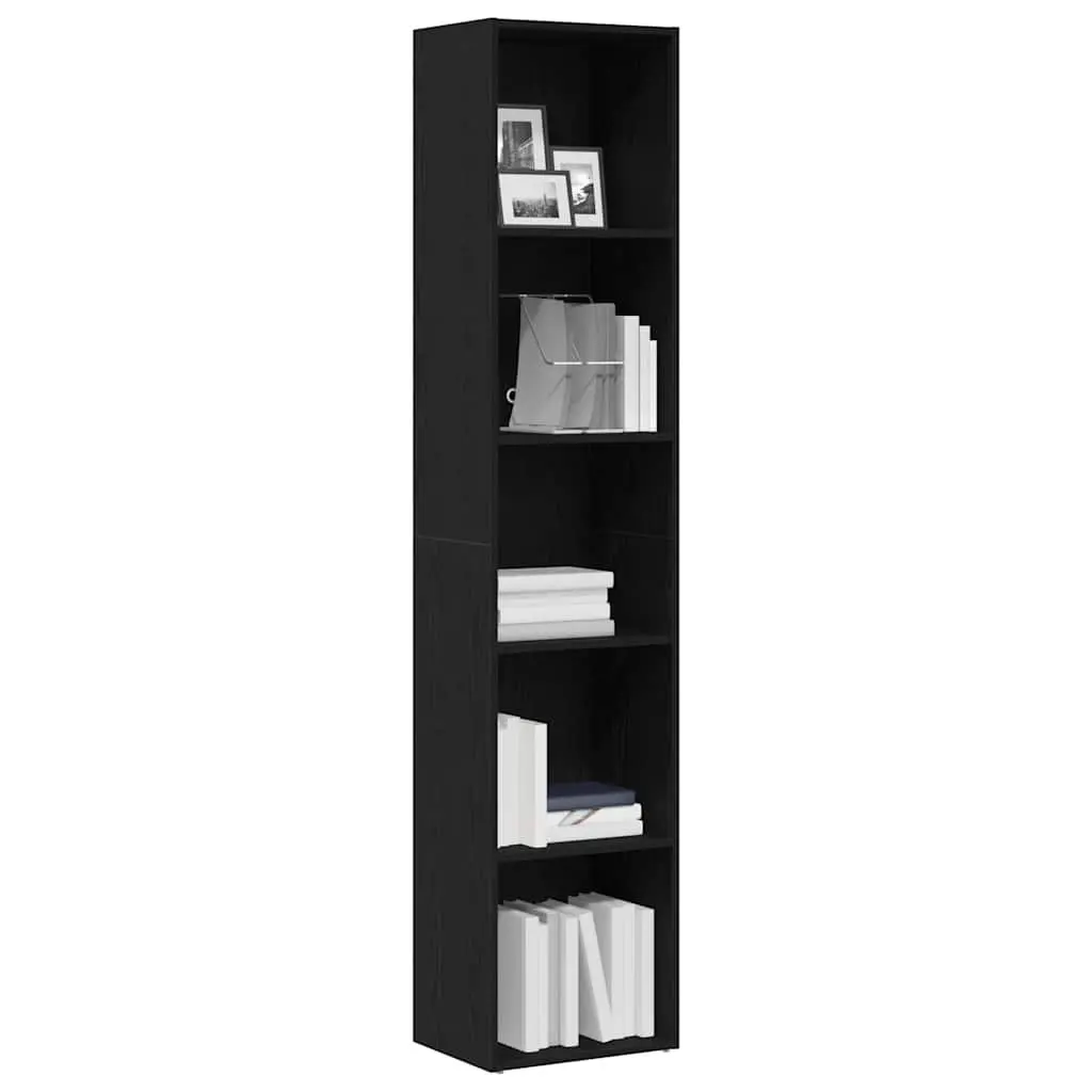 Book Cabinet Black Oak 40x30x189 cm Storage Shelving Engineered Wood Bookshelf