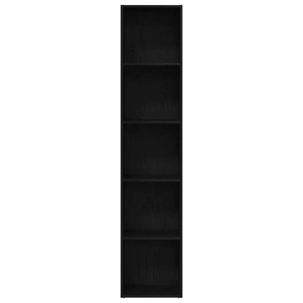Book Cabinet Black Oak 40x30x189 cm Storage Shelving Engineered Wood Bookshelf