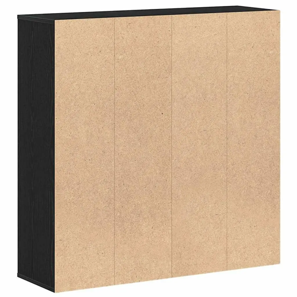 Book Cabinet Black Oak 7 Compartments 2 Doors Storage Shelving Engineered Wood