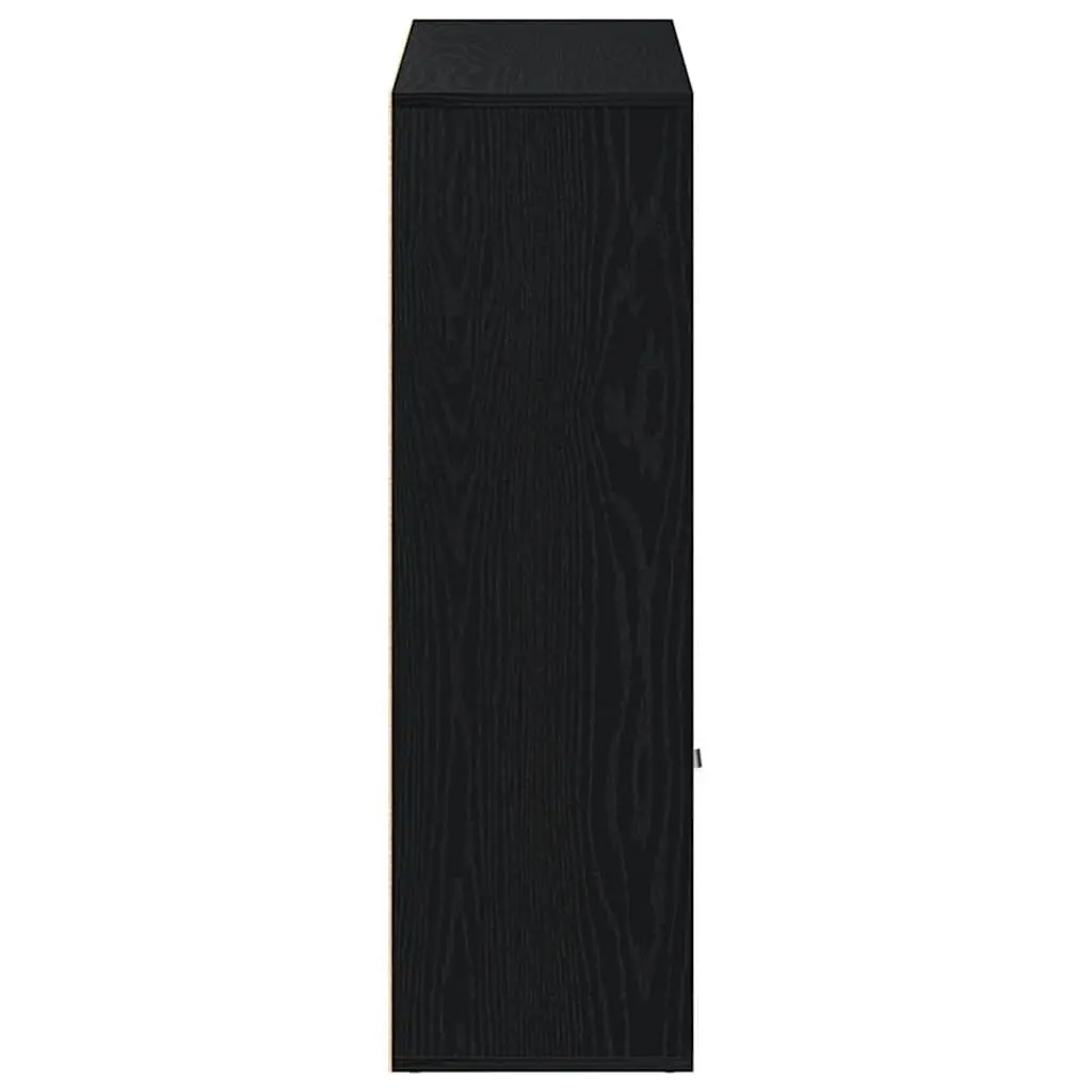 Book Cabinet Black Oak 7 Compartments 2 Doors Storage Shelving Engineered Wood