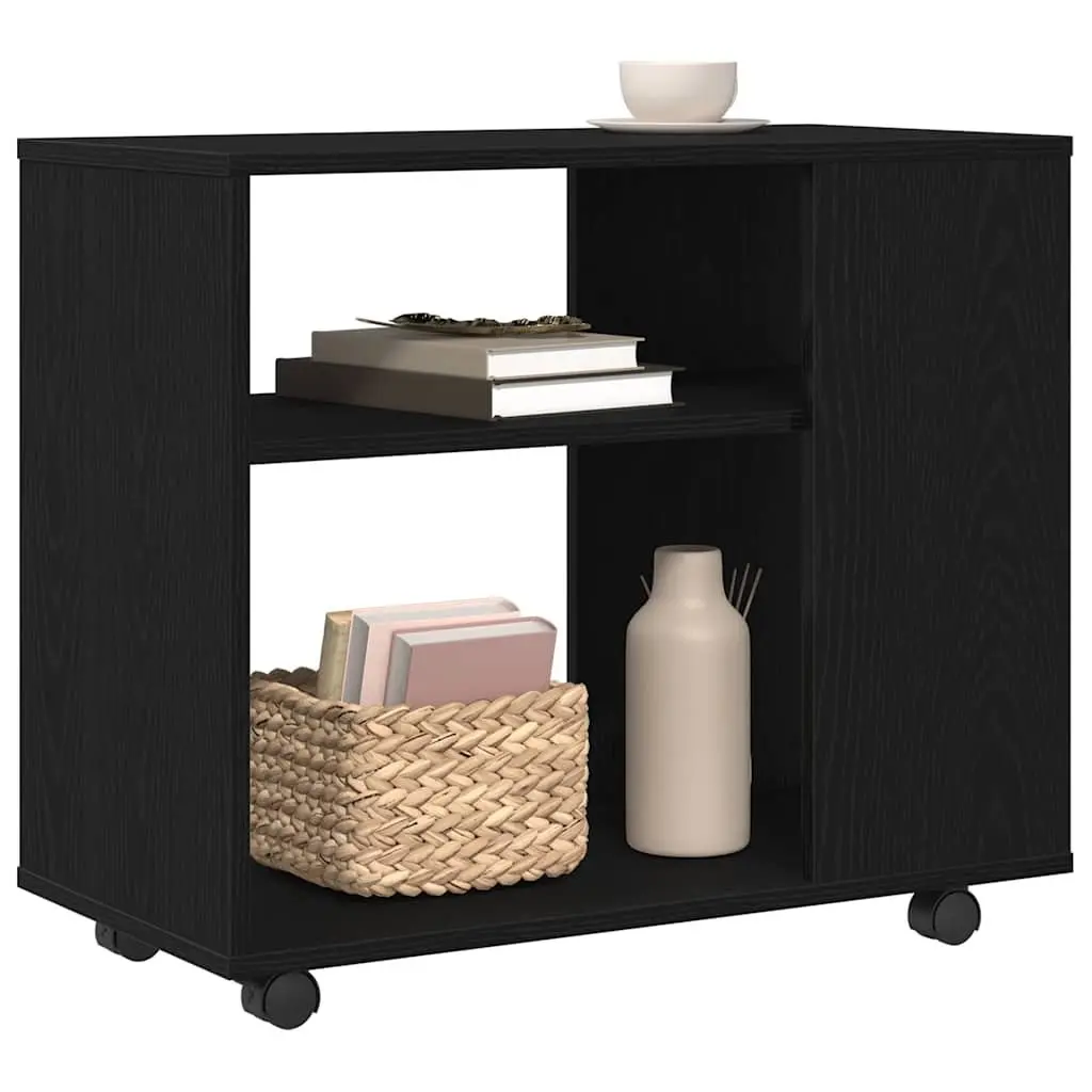 Side Table 2-Tier Storage 70x35x60 cm Black Oak