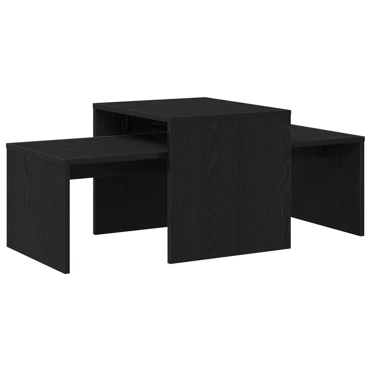 Nesting Coffee Tables Set Black Oak Modern Living Room Accent Furniture Space