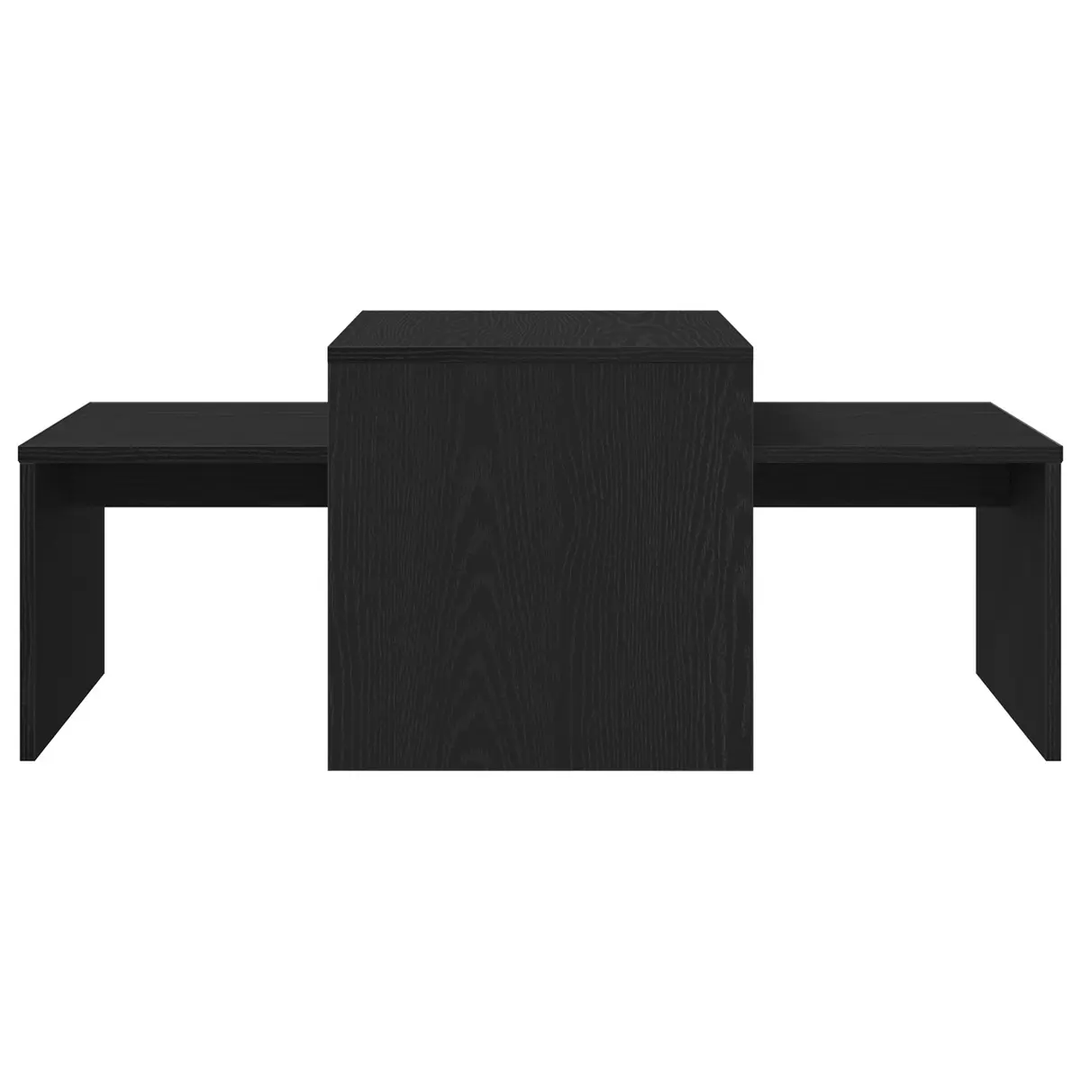 Nesting Coffee Tables Set Black Oak Modern Living Room Accent Furniture Space