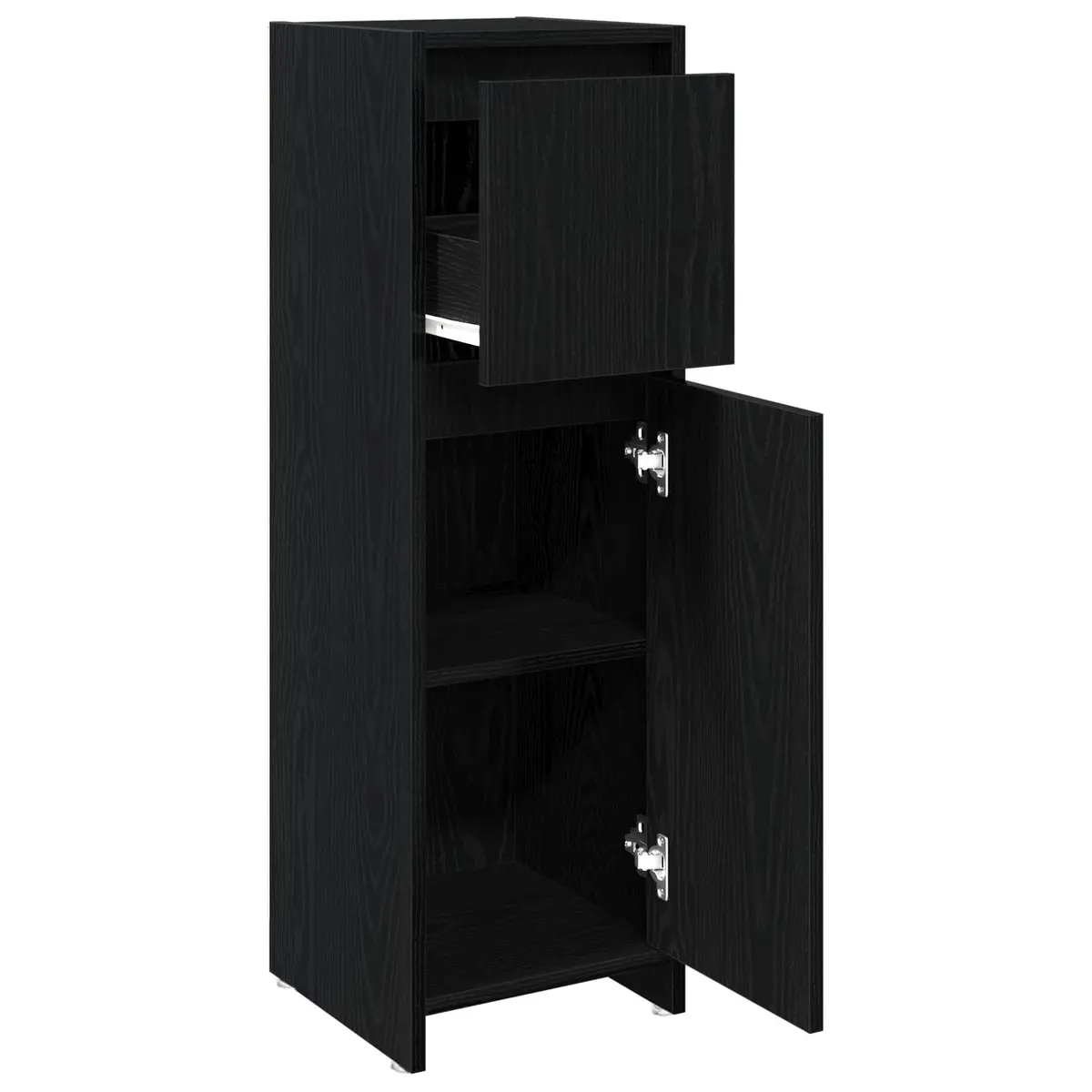 Bathroom Cabinet Black Oak Storage Unit 30x30x95cm