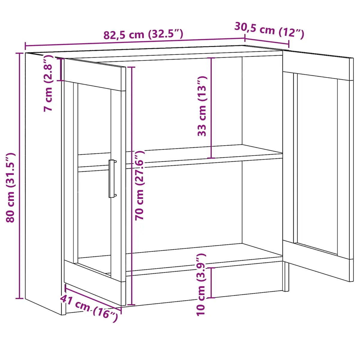 Book Cabinet Modern Storage 82.5 x 30.5 x 80 cm Black Oak