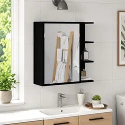 Reliable Black Oak Bathroom Mirror Cabinet for Storage