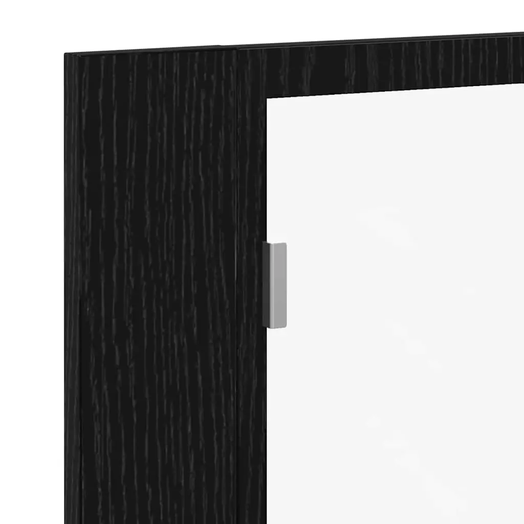 Bathroom Mirror Cabinet Wall-Mounted LED Lighting Storage Unit 60 x 12 x 45 cm Black Oak
