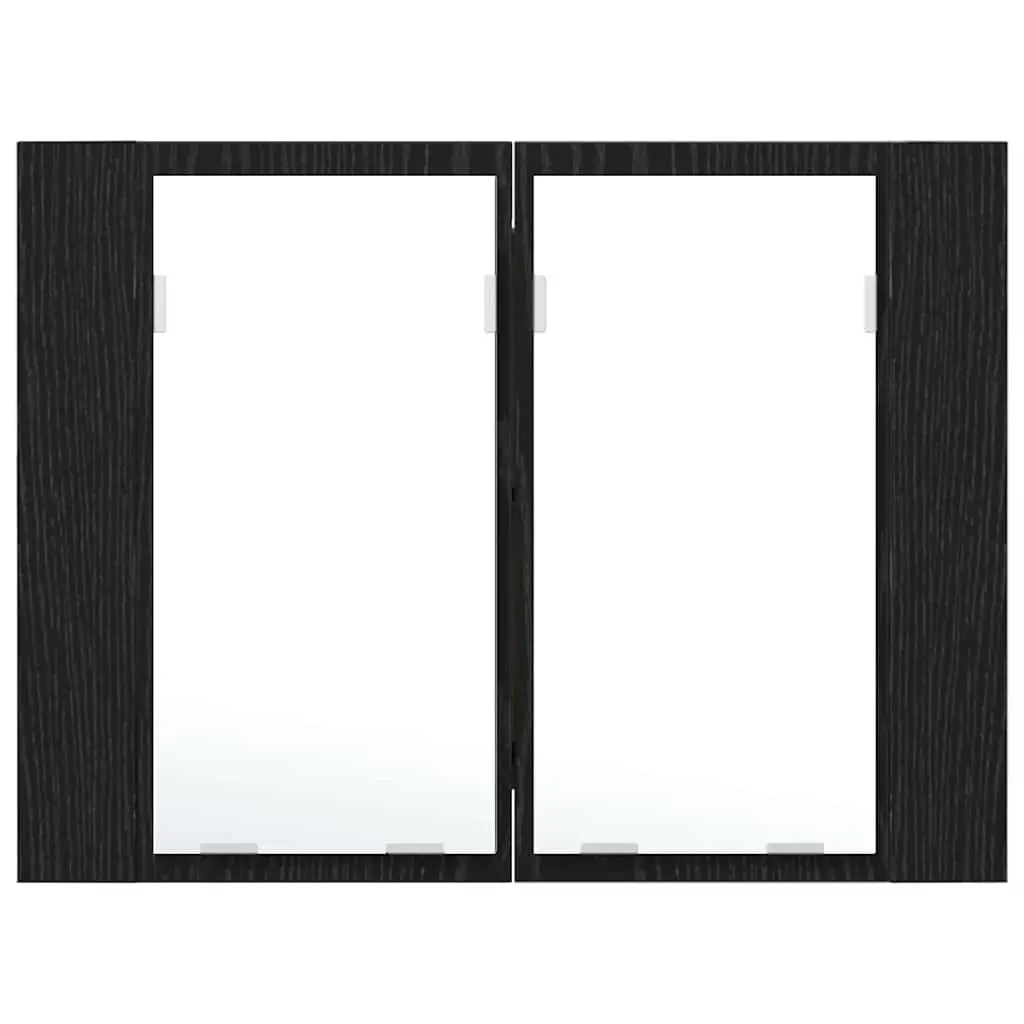 Bathroom Mirror Cabinet Wall-Mounted LED Lighting Storage Unit 60 x 12 x 45 cm Black Oak