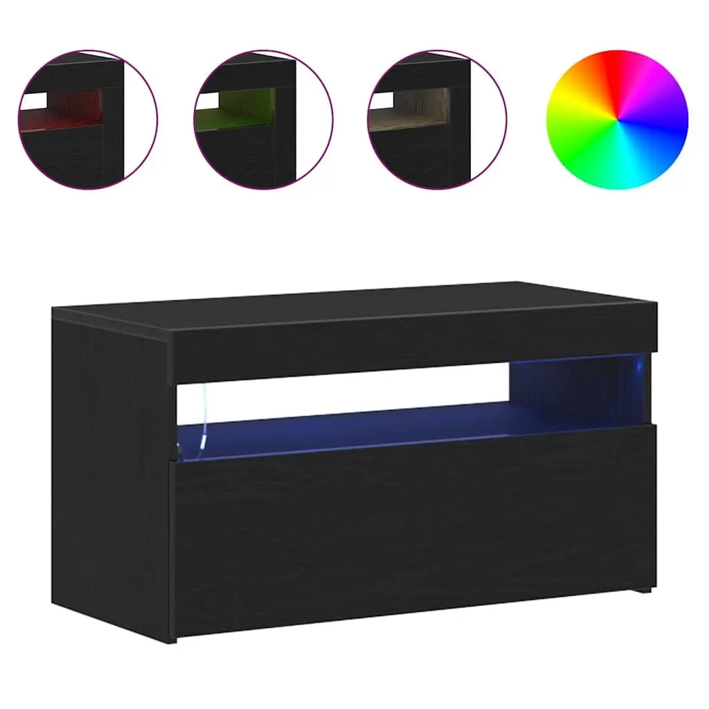Black TV Cabinet Set with LED Lighting