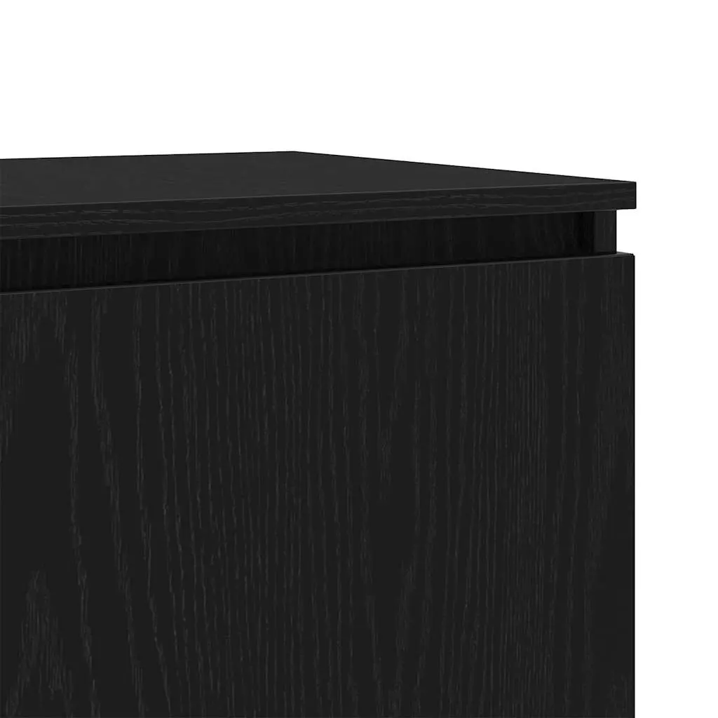 TV Cabinet Media Storage Unit Black Oak Modern 140 x 38.5 x 36 cm with LED Lights and Shelves