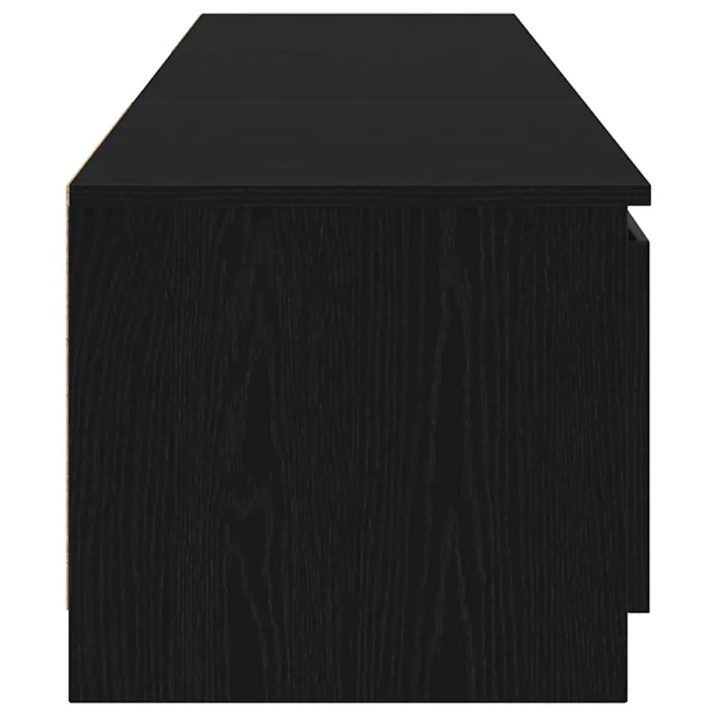 TV Cabinet Media Storage Unit Black Oak Modern 140 x 38.5 x 36 cm with LED Lights and Shelves