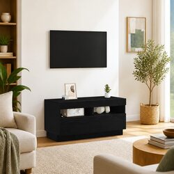 Versatile Black TV Cabinet with LED Lights