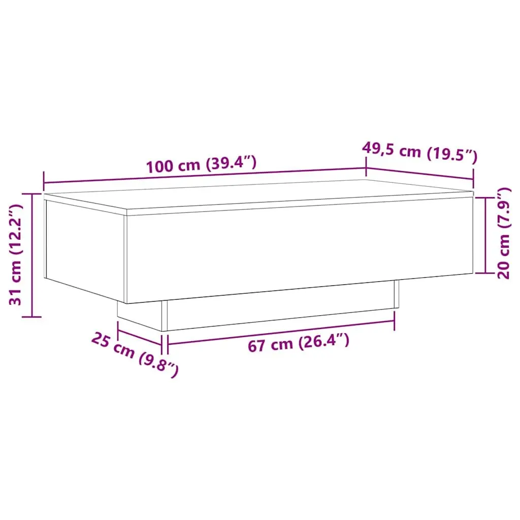 Coffee Table Black Modern Engineered Wood Lounge Accent Furniture 100 x 49.5 x 31 cm