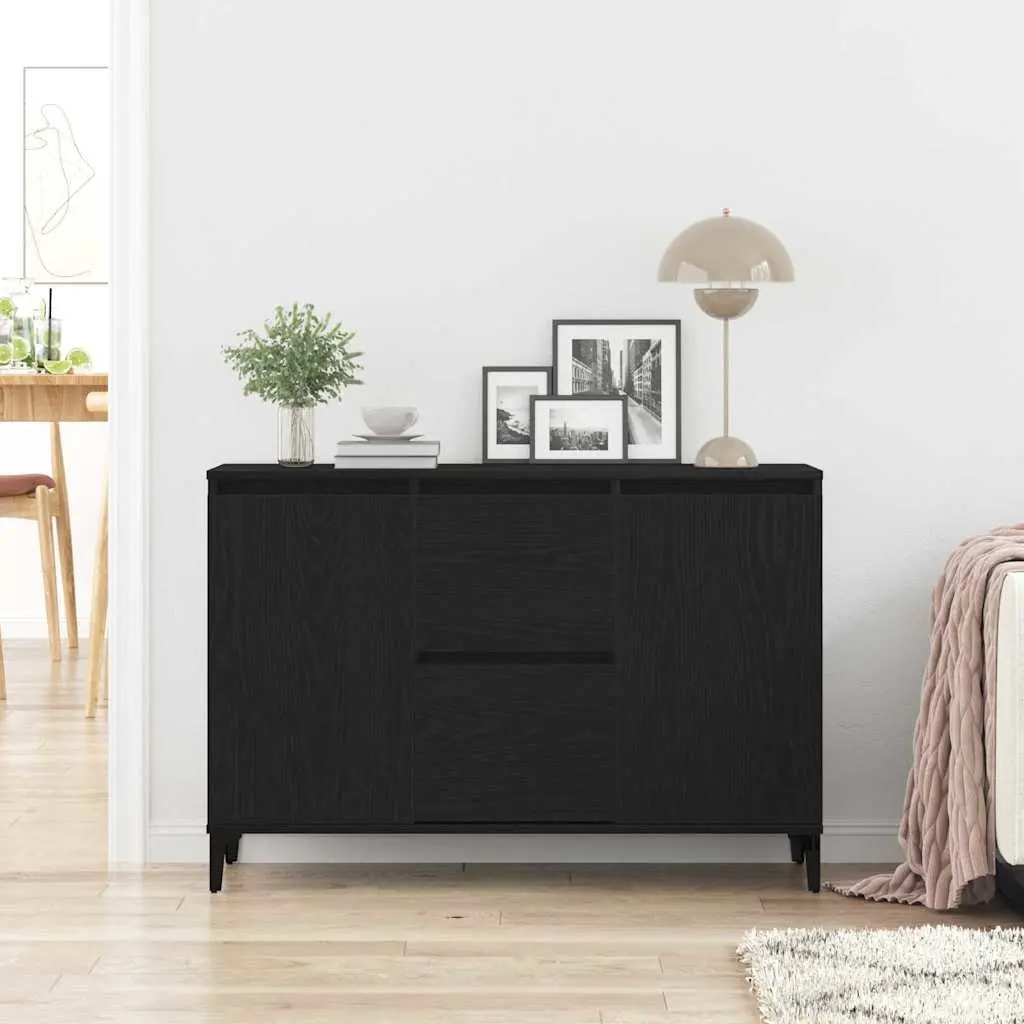 Sideboard Storage Cabinet Dining Room Buffet 104cm Black Engineered Wood