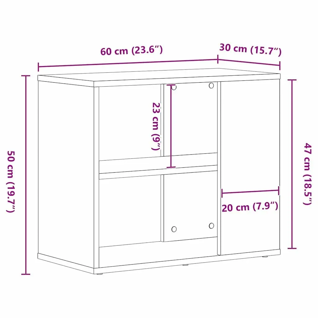 Sideboard with Drawer Black Modern Storage Cabinet Living Room Buffet 60x30x50cm