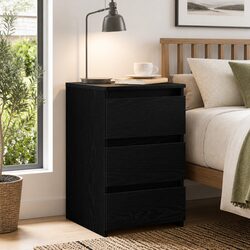 Value-Focused Black Oak Bedside Cabinet with Storage