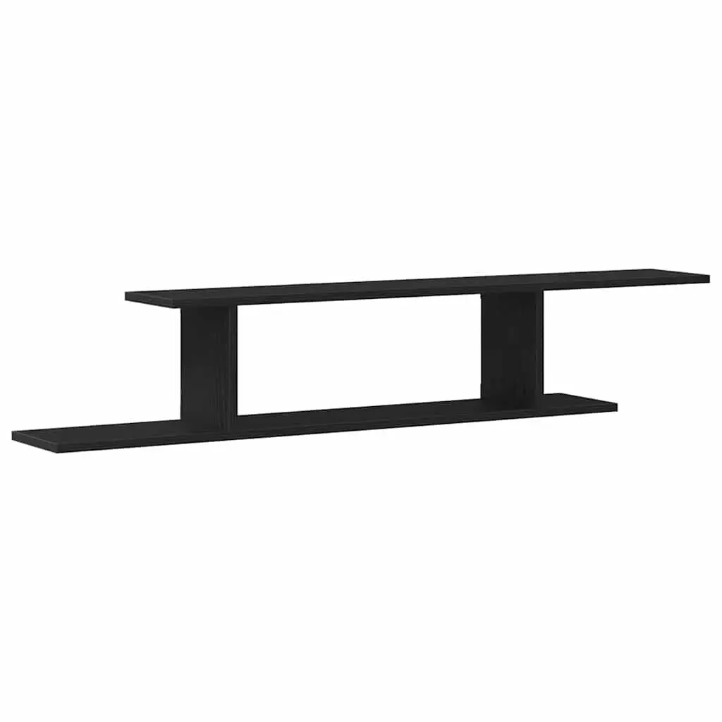 Wall-mounted Shelf Black 125cm Modern Living Room Storage Display Unit